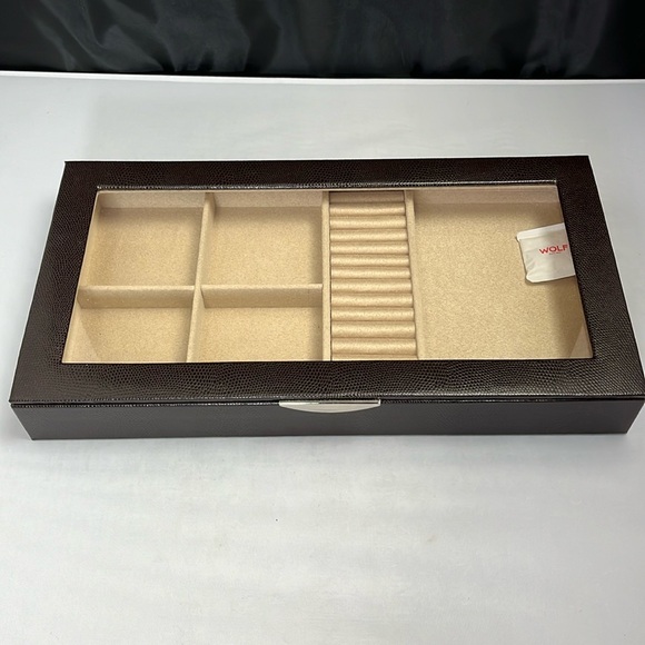WOLF Storage & Organization Wolf Jewelry Case Storage Box Leather